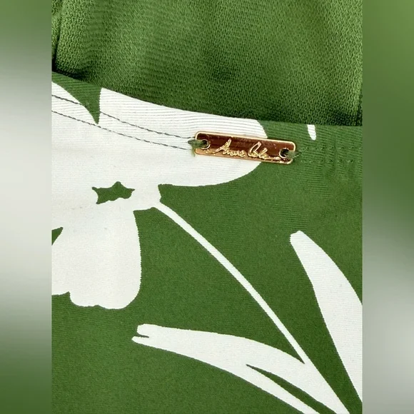 Anne Cole Green Floral Halter One-Piece Swimsuit Ruched Summer Swimwear Size 16 - Picture 5 of 15